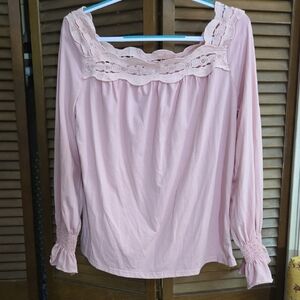 LADMOUS  Lace Detail Women's Blouse in Soft Pink Like New